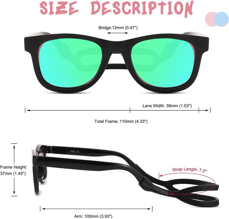 COASION Bendable Flexible Polarized Newborn Baby Sunglasses with Silicon Strap for Infant Boys Girls Age 0-12 Months CA9042 - Image 5